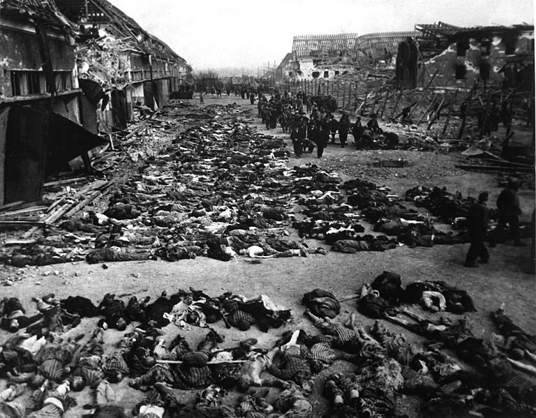 768px Rows of bodies of dead inmates fill the yard of Lager Nordhausen a Gestapo concentration camp - هولوکاست Holocaust